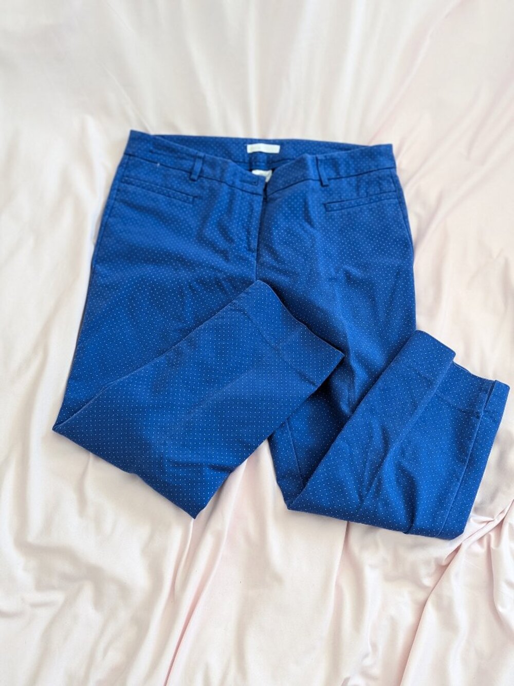 Dalia Blue Polka Dot Cotton Blend Dress Pants Size 6